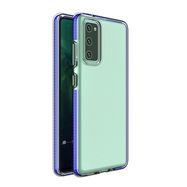 Spring Case clear TPU gel protective cover with colorful frame for Samsung Galaxy A72 4G dark blue, Hurtel