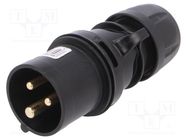 Connector: AC supply; plug; male; 16A; 230VAC; IEC 60309; IP44 PCE