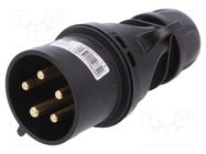 Connector: AC supply 3-phase; plug; male; 32A; 400VAC; IEC 60309 PCE