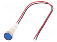 Indicator: LED; flat; blue; 110VDC; 110VAC; Ø10mm; cables; 200mm NINIGI