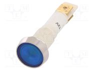 Indicator: LED; flat; blue; 12VDC; 12VAC; Ø10mm; plastic NINIGI