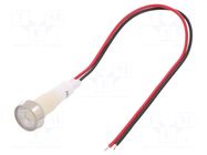 Indicator: LED; flat; white; 12VDC; 12VAC; Ø10mm; cables; 200mm NINIGI