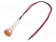 Indicator: LED; flat; yellow; 230VDC; 230VAC; Ø10mm; leads 200mm NINIGI