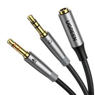 Ugreen AUX splitter cable 3.5 mm mini jack (female) - 2x 3.5 mm mini jack (male - microphone and headphones) silver (AV193 50255), Ugreen