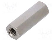 Screwed spacer sleeve; 30mm; Int.thread: M6; hexagonal; brass DREMEC