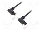 Cable; Toslink plug angled,both sides; 2m; black; Øout: 4mm Goobay