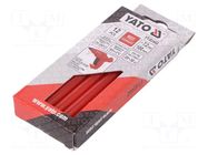 Hot melt glue; Ø: 7.2mm; red; L: 100mm; Bonding: 20÷30s; 12pcs. YATO