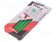 Hot melt glue; Ø: 7.2mm; green; L: 100mm; Bonding: 20÷30s; 12pcs. YATO