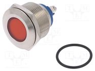 Indicator: LED; flat; red; 24VDC; 24VAC; Ø22mm; screw; brass NINIGI