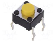 Microswitch TACT; SPST; Pos: 2; 0.05A/12VDC; THT; 5.1N; 6x6x3.5mm ALPS