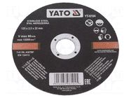 Cutting wheel; Ø: 125mm; Disc thick: 2.5mm; stainless steel; 22mm YATO