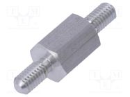 Screwed spacer sleeve; 8mm; Ext.thread: M3; hexagonal; aluminium DREMEC