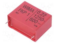 Capacitor: polypropylene; 220nF; 1250VDC; 600VAC; 19x32x41.5mm WIMA