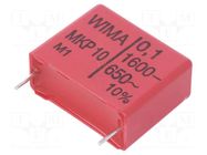 Capacitor: polypropylene; 100nF; 1.6kVDC; 650VAC; 26.5x11x21mm WIMA