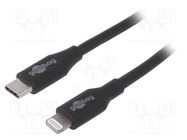 Cable; USB 2.0; Apple Lightning plug,USB C plug; 2m; black; 87W Goobay