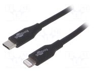 Cable; USB 2.0; Apple Lightning plug,USB C plug; 2m; black; 87W GOOBAY