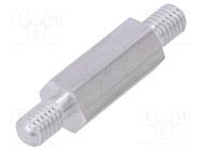 Screwed spacer sleeve; 18mm; Ext.thread: M5; hexagonal; aluminium 