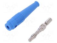 Connector: 4mm banana; plug; 32A; blue; 2.5mm2; nickel plated; 69mm STÄUBLI