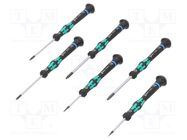 Kit: screwdrivers; precision; hex key,spherical; Kraftform Micro WERA