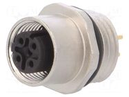 Connector: M12; socket; PIN: 4; female; STX; IP67; THT; gold-plated TELEGÄRTNER