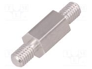 Screwed spacer sleeve; 12mm; Ext.thread: M5; hexagonal; aluminium DREMEC