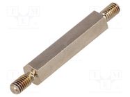 Screwed spacer sleeve; 30mm; Ext.thread: M4; hexagonal; brass DREMEC