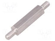 Screwed spacer sleeve; 25mm; Ext.thread: M4; hexagonal; aluminium DREMEC