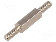 Screwed spacer sleeve; 12mm; Ext.thread: M3; hexagonal; brass DREMEC