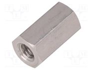 Screwed spacer sleeve; 18mm; Int.thread: M6; hexagonal; aluminium 