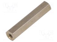 Screwed spacer sleeve; 30mm; Int.thread: M3; hexagonal; brass DREMEC