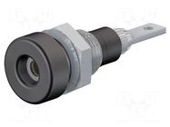Connector: 2mm banana; socket; 10A; 23mm; black; soldered,on panel STÄUBLI