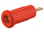 Connector: 2mm banana; socket; 10A; 28mm; red; soldered,on panel STÄUBLI