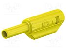 Plug; 2mm banana; 10A; 600V; yellow; gold-plated; 36mm; 0.5mm2 STÄUBLI