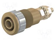 Connector: 4mm banana; socket; 32A; 1kV; Cutout: Ø12.2mm; brown STÄUBLI