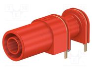 Connector: 4mm banana; socket; 24A; 33mm; red; gold-plated; brass STÄUBLI