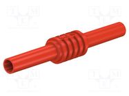 Adapter,socket; 4mm banana; 32A; 1kV; 62.5mm; red; Contacts: brass STÄUBLI
