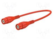 Test lead; BNC plug,both sides; Len: 1m; red; Z: 50Ω; brass 