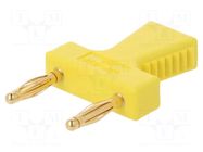 Connector: 2mm banana; stackable safety shunt; 10A; yellow; 60VDC STÄUBLI