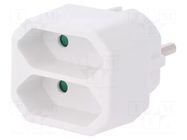 Connector: AC supply; splitter; 2P; Type: round,flat; white PLASTROL