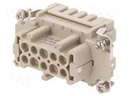 Connector: HDC; contact insert; female; DE; PIN: 10; 10+PE; 16A; 500V DEGSON ELECTRONICS