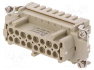 Connector: HDC; contact insert; female; DE; PIN: 16; 16+PE; 16A; 500V DEGSON ELECTRONICS