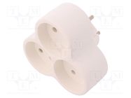 Connector: AC supply; splitter; 2P; 250VAC; 16A; Type: round; white PLASTROL