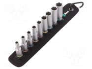 Wrench-set; 6-angles,socket spanner; Mounting: 1/4"; 50mm; 9pcs. WERA