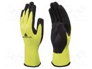 Protective gloves; Size: 7; yellow-black; latex,polyester DELTA PLUS
