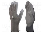 Protective gloves; Size: 7; grey; polyester,polyurethane; VE702PG DELTA PLUS