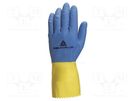 Protective gloves; Size: 8/9; yellow-blue; latex; DUOCOLOR VE330 DELTA PLUS