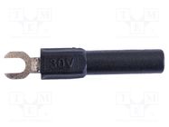 Fork terminals; banana 4mm plug,fork terminal; 60VDC; 36A; black MUELLER ELECTRIC