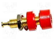 Socket; 4mm banana; 15A; 2kVDC; red; gold-plated; -50÷120°C; brass MUELLER ELECTRIC