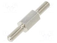 Screwed spacer sleeve; 8mm; Ext.thread: M3; hexagonal; brass DREMEC