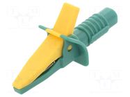 Crocodile clip; 10A; yellow-green; max.25mm; 4mm socket CLIFF